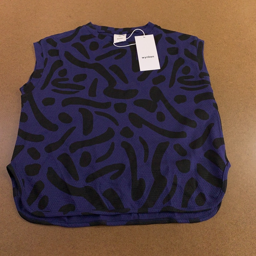 Wynken Kids Size 6 Black Night Navy Dashes Tabbard Pullover Top NWT